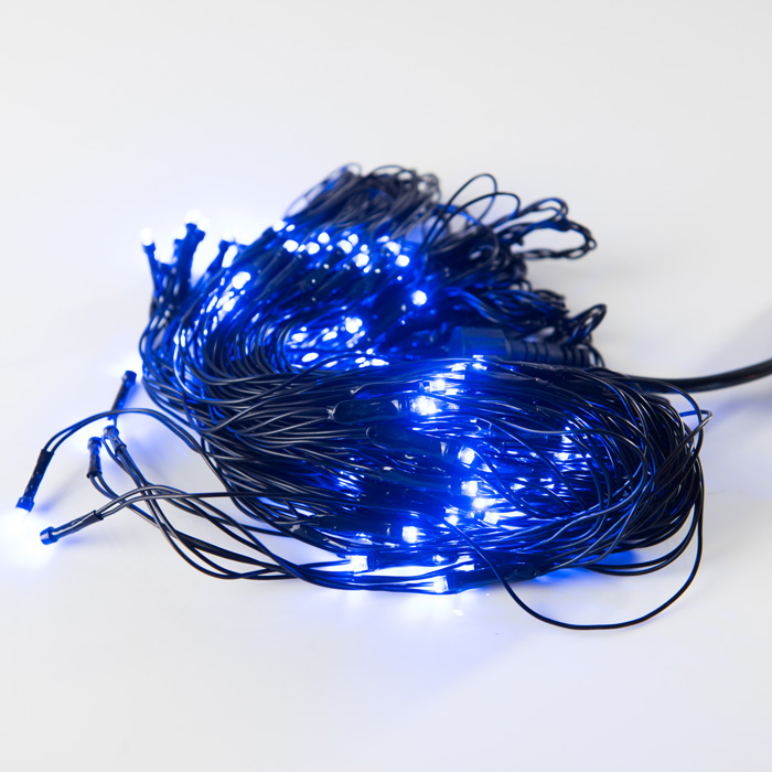 LED 네트 트리구 160구 연결형 검정선 청색 크리스마스 장식 트리조명 캠핑조명