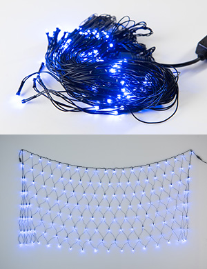 LED 네트 트리구 160구 연결형 검정선 청색 크리스마스 장식 트리조명 캠핑조명
