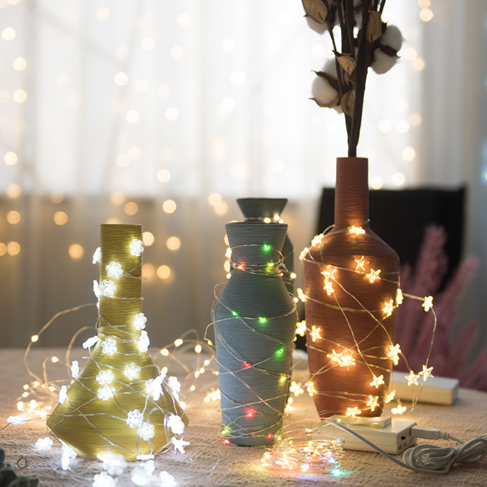 LED 큐빅 눈장식 50구 백색 크리스마스 소품 트리조명 캠핑조명