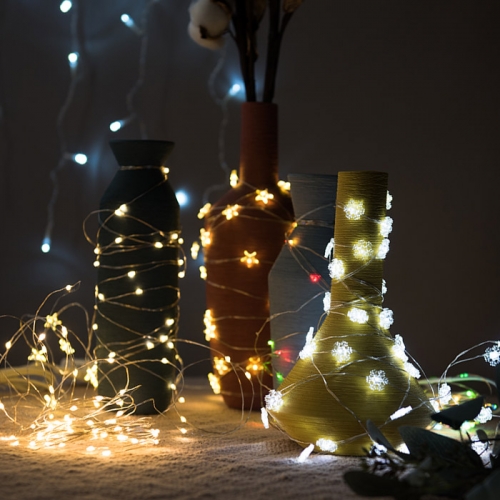 LED 큐빅 별장식 50구 전구색 크리스마스 소품 트리조명 캠핑조명